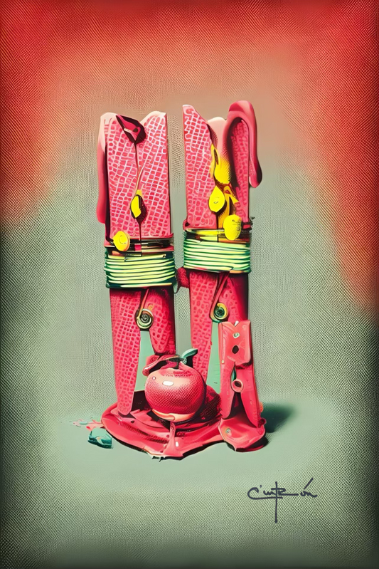 Prints - Metal float Mount - Titled: "Familia Pinza" - Free Shipping