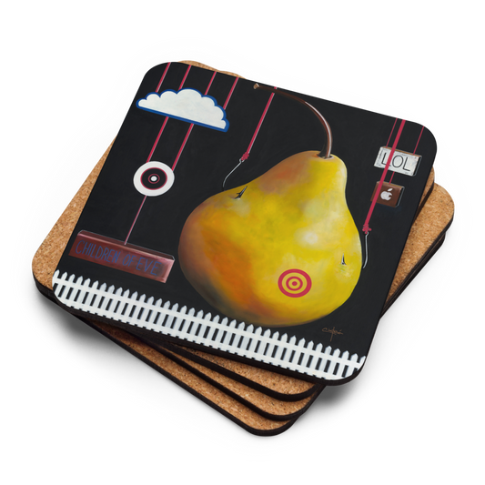 Home Decor - "Red Hook, Yellow Pear, & Target" - Cork-back coaster - (Set of 4) - Free Shipping
